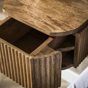 Nachtkastje hangend 1L wave XS / Massief mango zandkleur