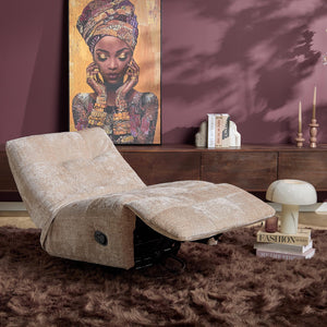 Relaxfauteuil Mila handmatig & draaibaar met unieke schommelstand - Beige stof