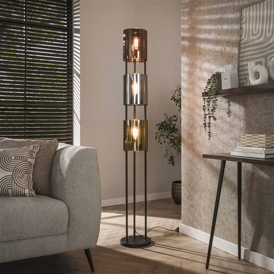 Vloerlamp Lucente tricolore 3-lichts / Artic zwart (Magazijn sale)