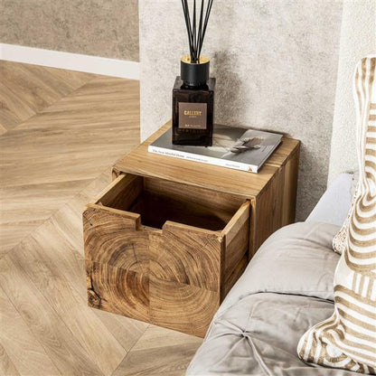 Nachtkastje 1L block zwevend / Massief acacia naturel van Idéco Design, foto 3
