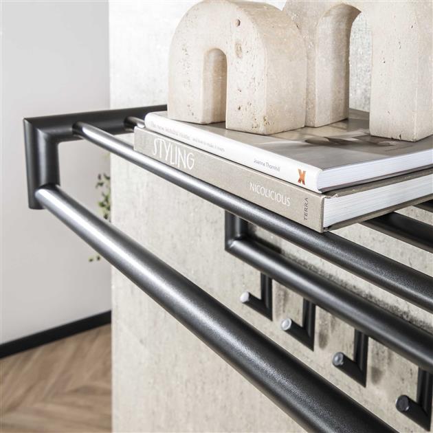 Kapstok 10 haaks roede ronde buis  / Donkergrijs Mat