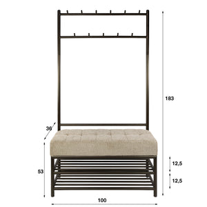 Garderobebank/kapstok Luno + schoenenrek Drift brown
