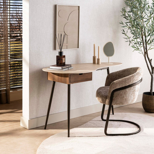 Kaptafel/bureau Travino 1 lade / Keramiek travertin