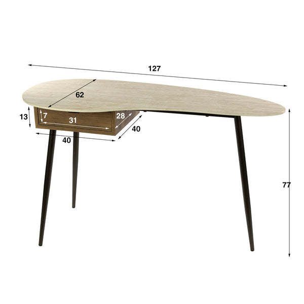 Kaptafel/bureau Travino 1 lade / Keramiek travertin