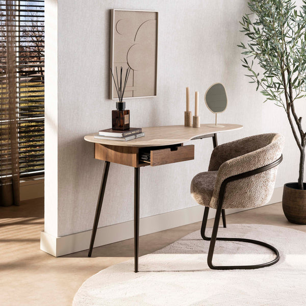 Kaptafel/bureau Travino 1 lade / Keramiek travertin