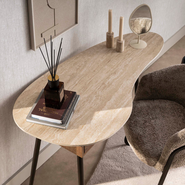 Kaptafel/bureau Travino 1 lade / Keramiek travertin
