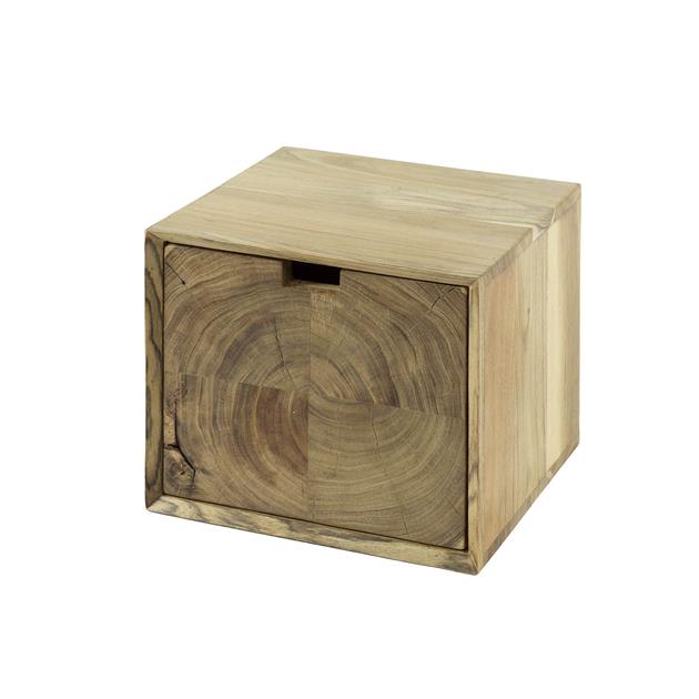 Nachtkastje 1L block zwevend / Massief acacia naturel van Idéco Design, foto 5