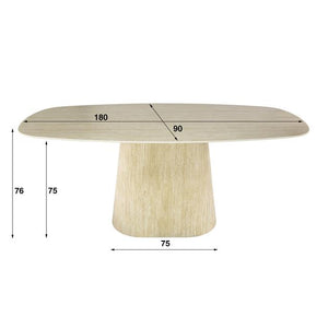 Eettafel Centro deens ovaal 180x90 cm / Keramiek travertin