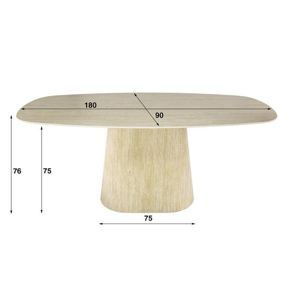 Eettafel Centro deens ovaal 180x90 cm / Keramiek travertin