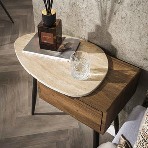 Nachtkastje Travino 1 lade / Ceramic Travertine (links)