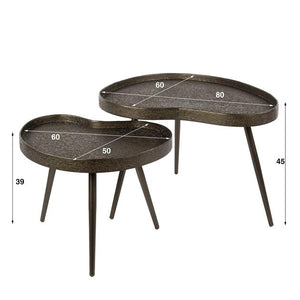 Salontafel Contour niervormig set van 2 / Brons liquid metal