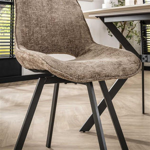 Eetkamerstoel zonder arm & draaibaar - Rich stof champagne