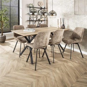 Eetkamerstoel zonder arm & draaibaar - Rich stof champagne