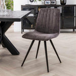 Eetkamerstoel Stitch zonder arm Velvet stof - Velours Grijs