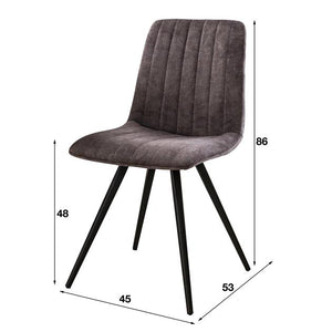 Eetkamerstoel Stitch zonder arm Velvet stof - Velours Grijs