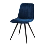 Eetkamerstoel Stitch zonder arm Velvet stof - Velours blauw