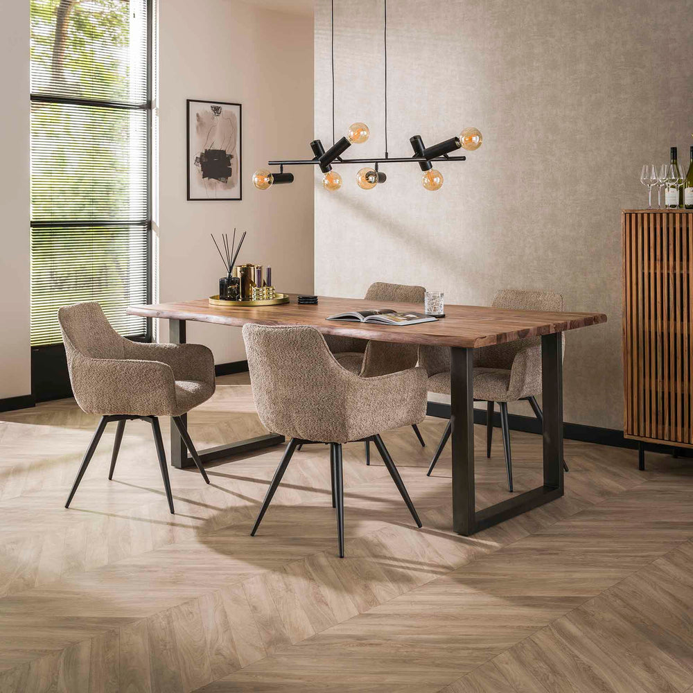 Eetkamerstoel Bouclé  met armleuning (draaibaar) - leverbaar in 2 kleuren