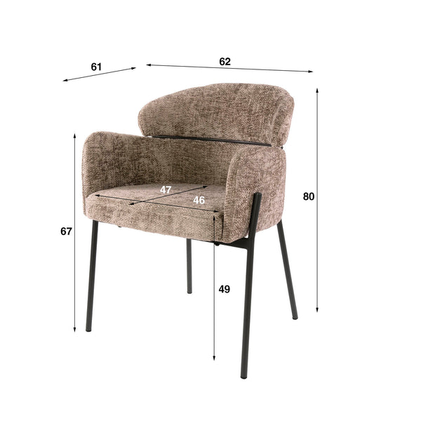 Armstoel Curva ronde rug - Hoven champagne