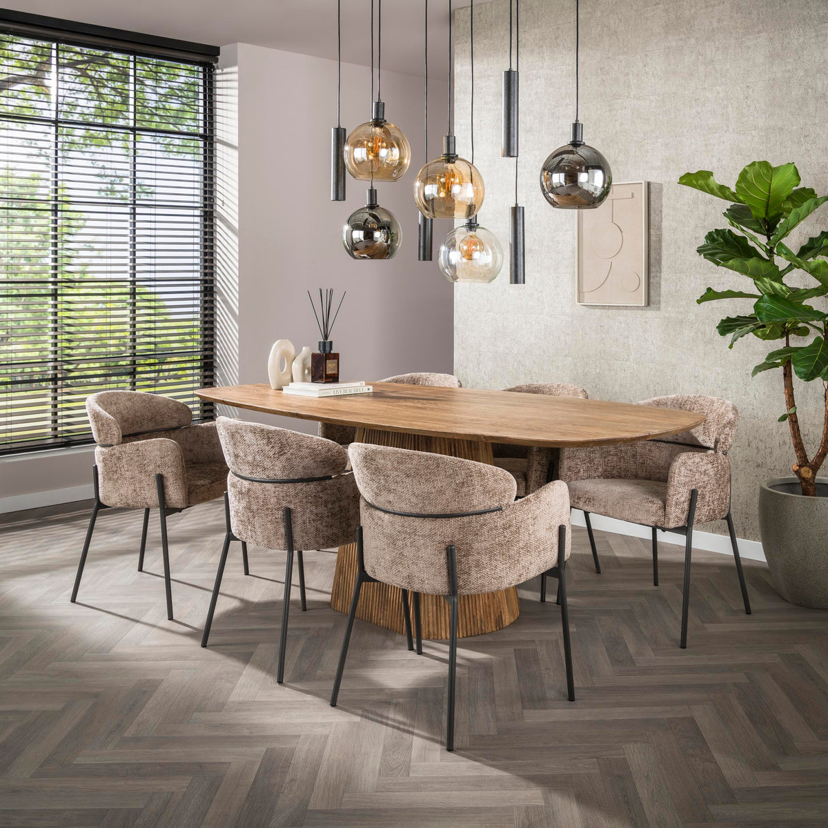 Armstoel Curva ronde rug - Hoven champagne