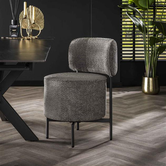 Stoel cocktail boucle draaibaar. Boucle grijs (Magazijn sale)