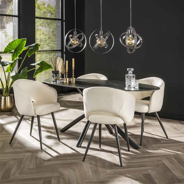 Eetkamertafel 180 oval ceramic / Ceramic natural black (Magazijn sale)