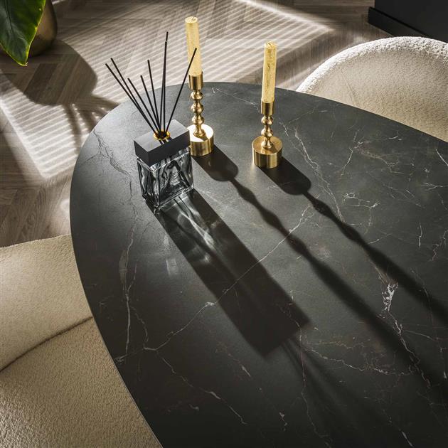 Eetkamertafel 180 oval ceramic / Ceramic natural black (Magazijn sale)