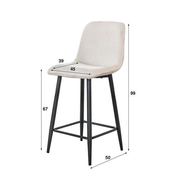 2 stuks barstoel Rib  Rock stof Gebroken wit (Magazijn sale)