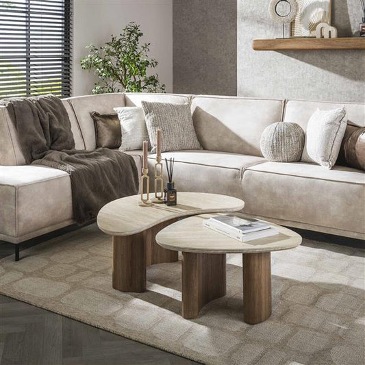 Salontafel set/2 Romano organic / Ceramic travertine