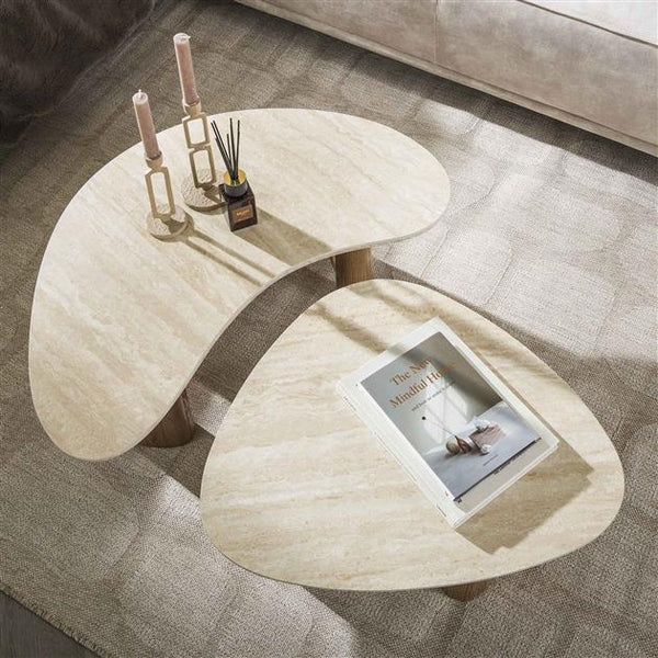 Salontafel set/2 Romano organic / Ceramic travertine
