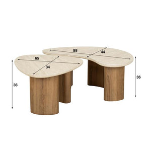 Salontafel set/2 Romano organic / Ceramic travertine