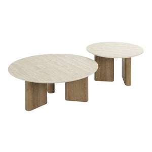 Salontafel set van 2 stuks Romano rechthoekige poot / Ceramic travertine