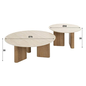 Salontafel set van 2 stuks Romano rechthoekige poot / Ceramic travertine