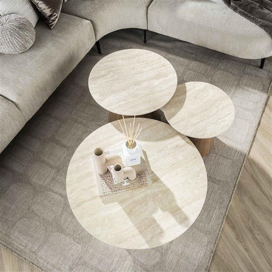 Salontafel set 3 delig Romano tapse poot / Ceramic travertine