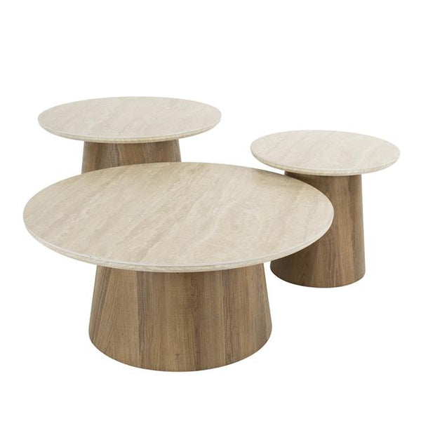 Salontafel set 3 delig Romano tapse poot / Ceramic travertine