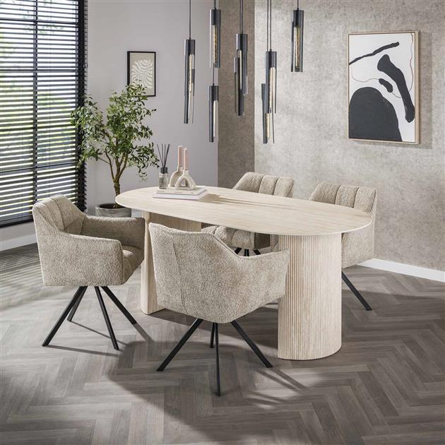Eetkamertafel 180x90 cm  arch ceramic / Ceramic travertine