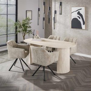 Eetkamertafel 180x90 cm  arch ceramic / Ceramic travertine