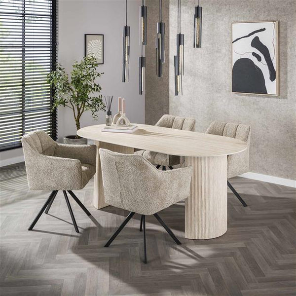 Eetkamertafel 180x90 cm  arch ceramic / Ceramic travertine