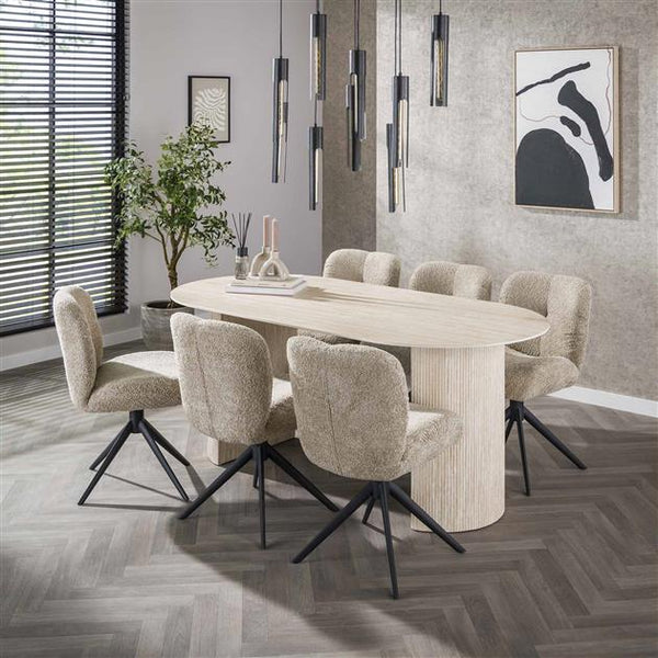 Eetkamertafel 180x90 cm  arch ceramic / Ceramic travertine
