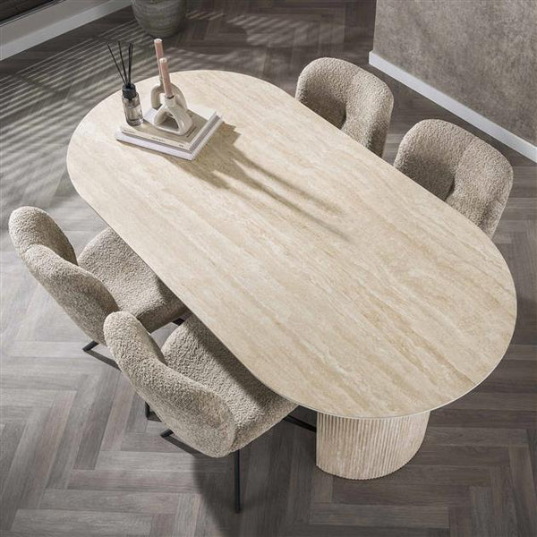 Eetkamertafel 180x90 cm  arch ceramic / Ceramic travertine