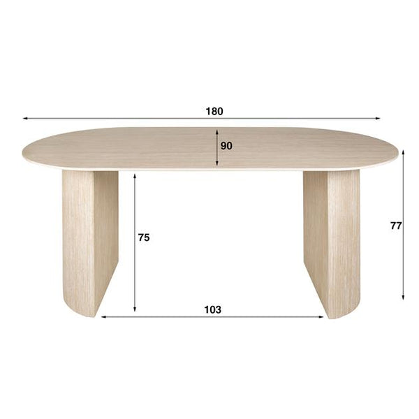 Eetkamertafel 180x90 cm  arch ceramic / Ceramic travertine