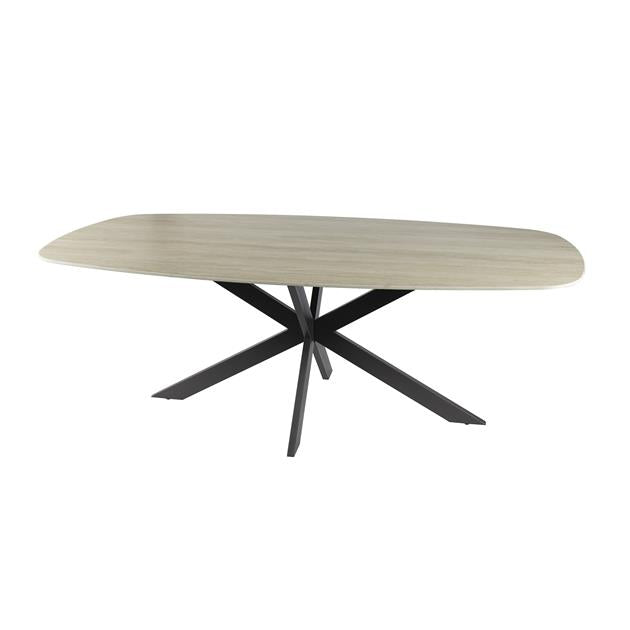 Eetkamertafel 180x90 cm deens ovaal Romano / Travertine 3D ceramics