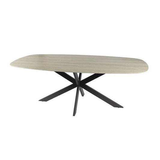 Eetkamertafel 180x90 cm deens ovaal Romano / Travertine 3D ceramics