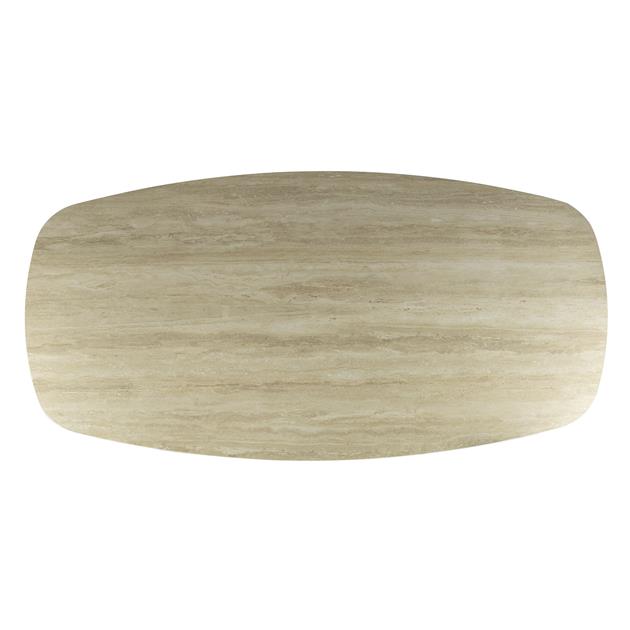 Eetkamertafel 180x90 cm deens ovaal Romano / Travertine 3D ceramics