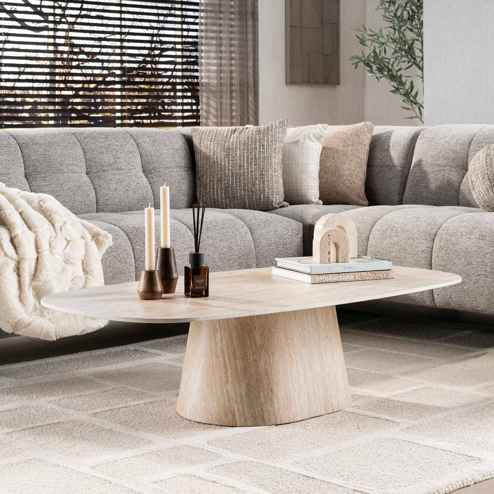 Salontafel Centro 135x70 cm / Keramiek travertin