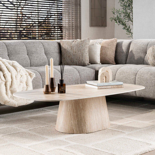 Salontafel Centro 135x70 cm / Keramiek travertin