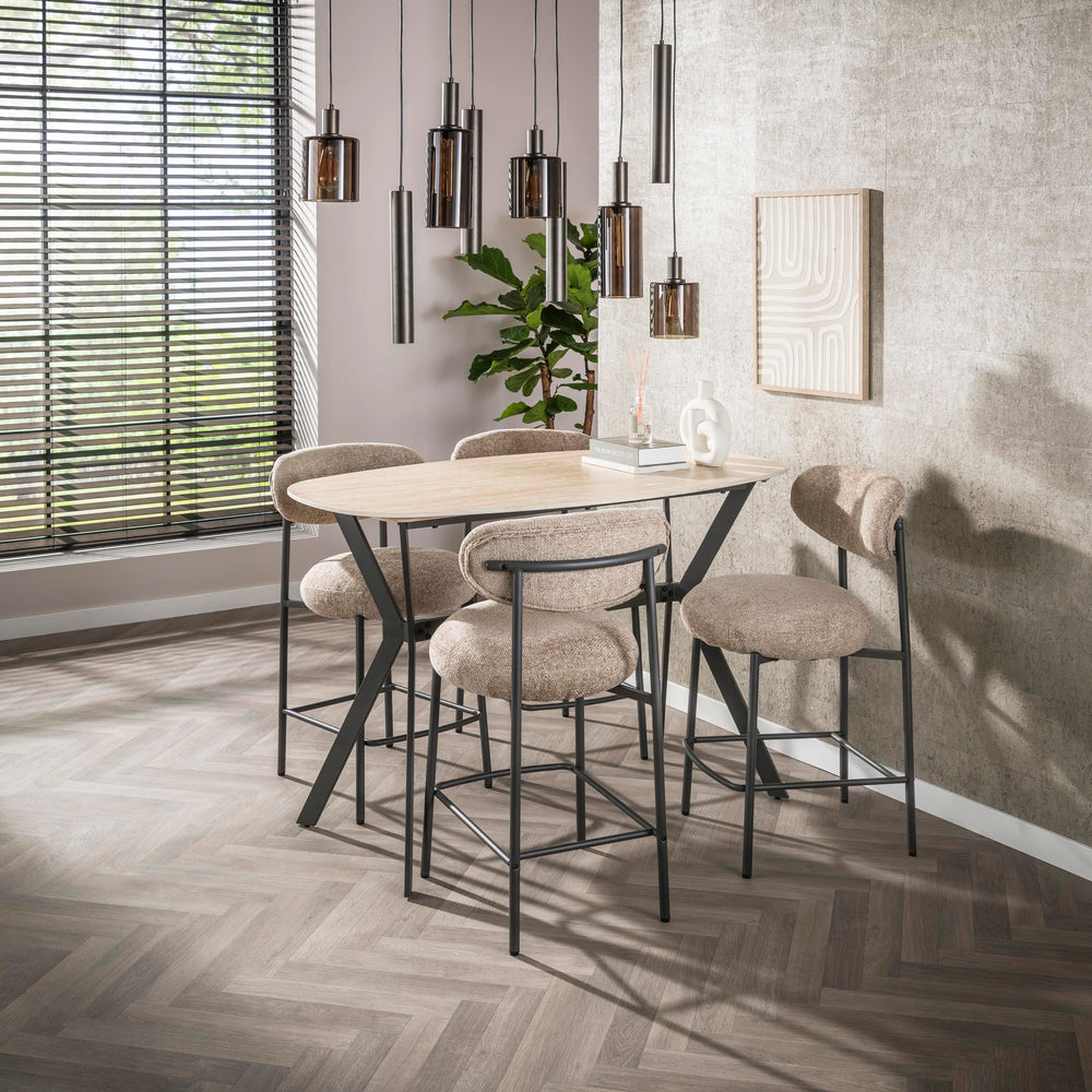 Bartafel Romano deens ovaal 140x75 cm / Keramiek travertin