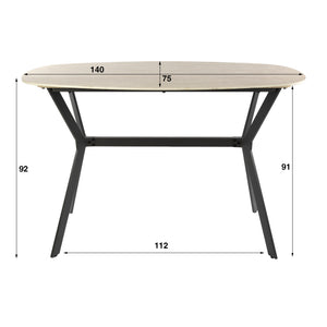 Bartafel Romano deens ovaal 140x75 cm / Keramiek travertin
