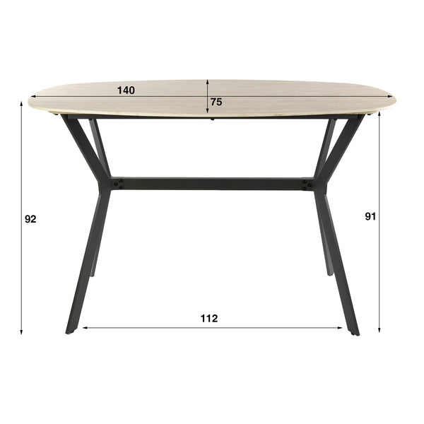 Bartafel Romano deens ovaal 140x75 cm / Keramiek travertin