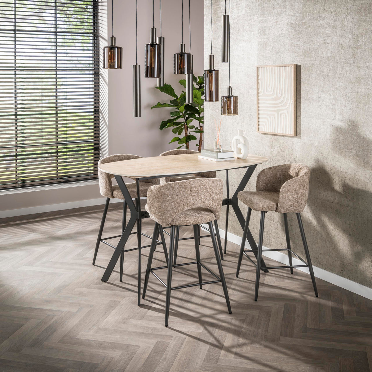 Bartafel Romano deens ovaal 140x75 cm / Keramiek travertin