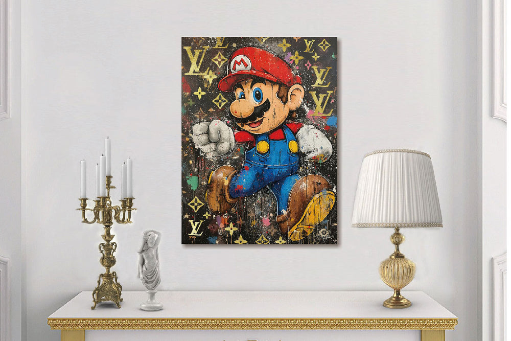 Glasschilderij Loodgieter stripfiguur 60x80 cm